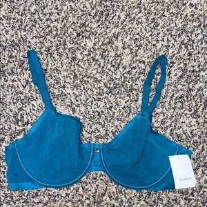 Auden Sheer Lace Teal Underwire Demi Bra - Deep Teal Blue Size 38B | NWT